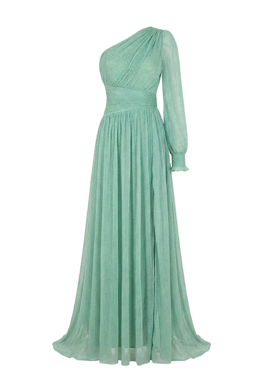 MAXI VESTIDO PLISADO ASIMÉTRICO