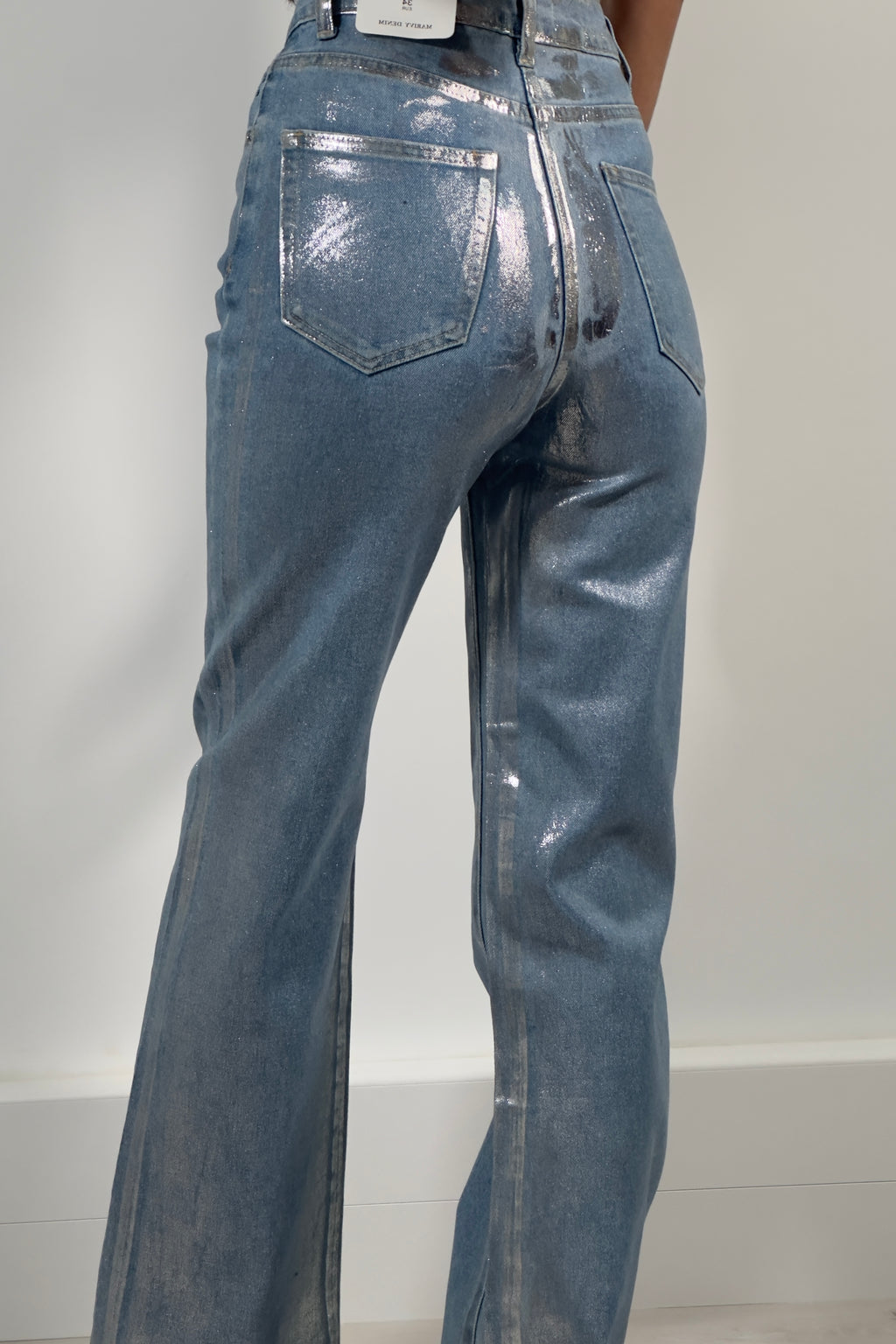 JEANS WIDE LEG METALIZADOS TIRO ALTO