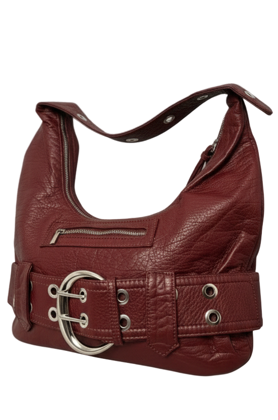BOLSO HOBO ESTILO BIKER CON HEBILLA