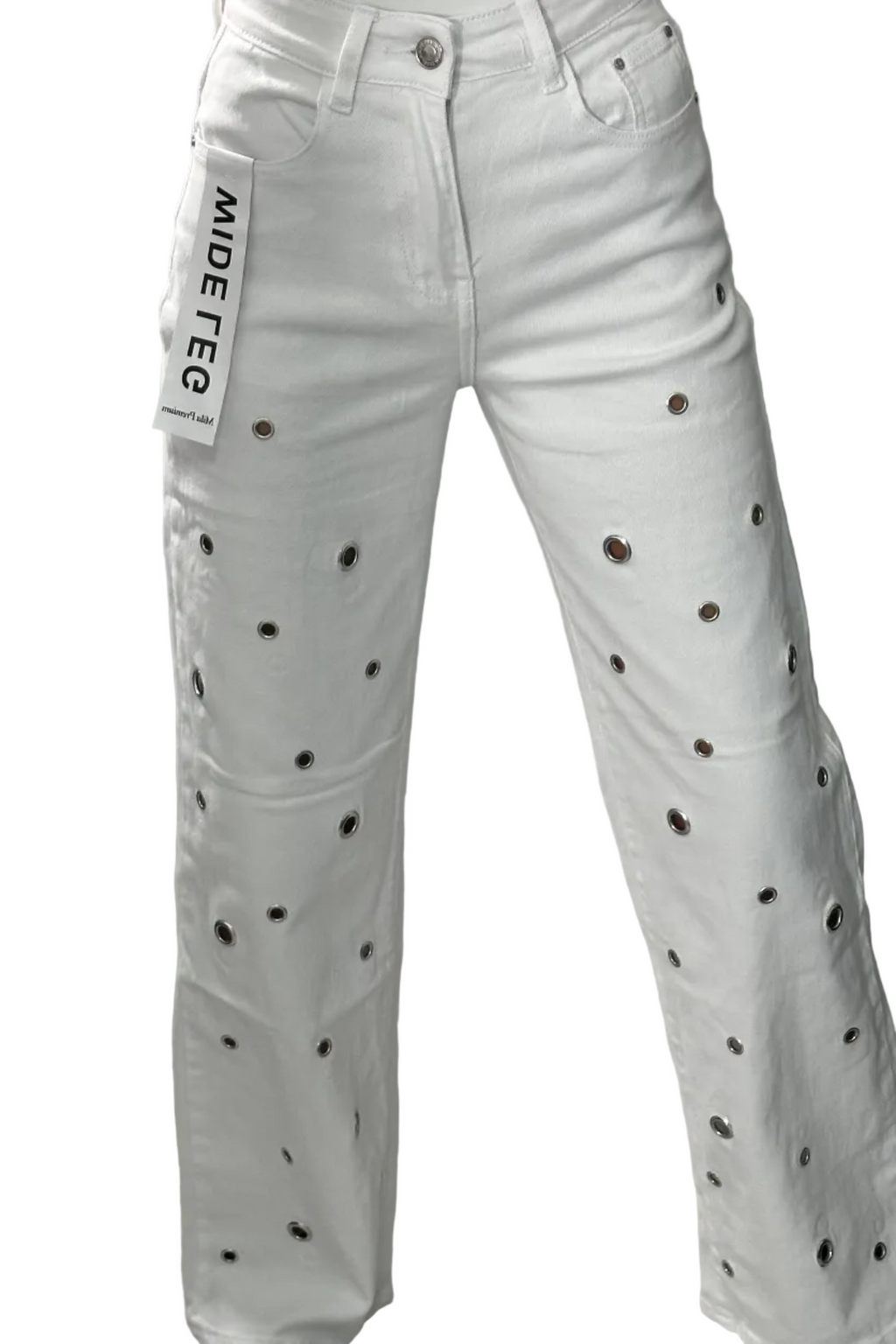 JEANS WIDE LEG CON OJALES METÁLICOS