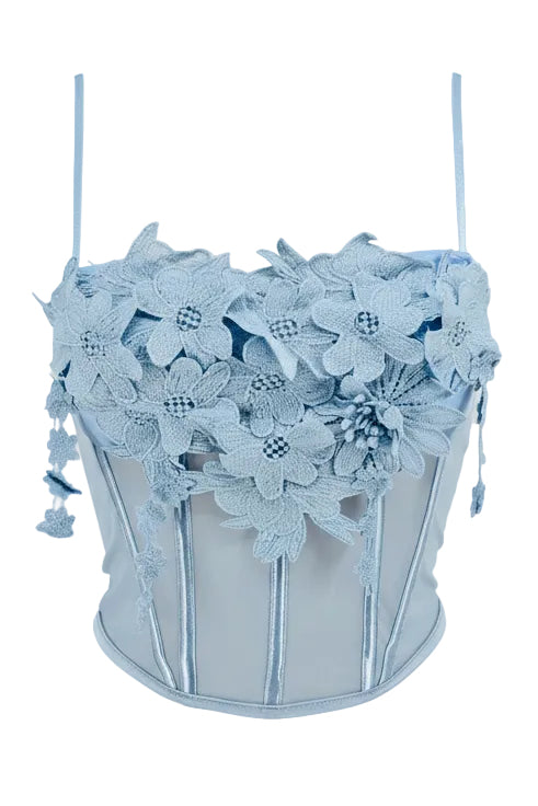 TOP BUSTIER CON BORDADO FLORAL