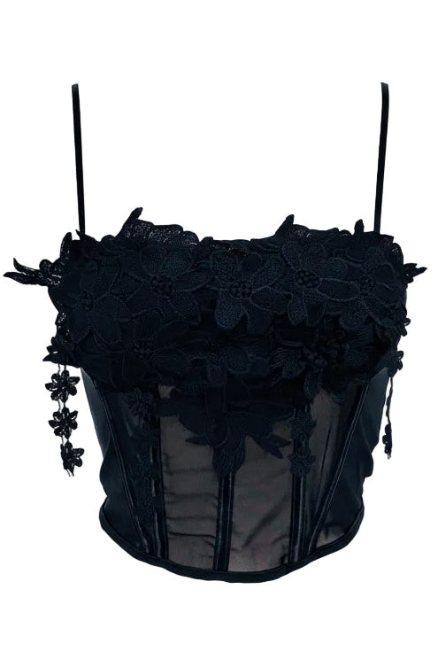 TOP BUSTIER CON BORDADO FLORAL