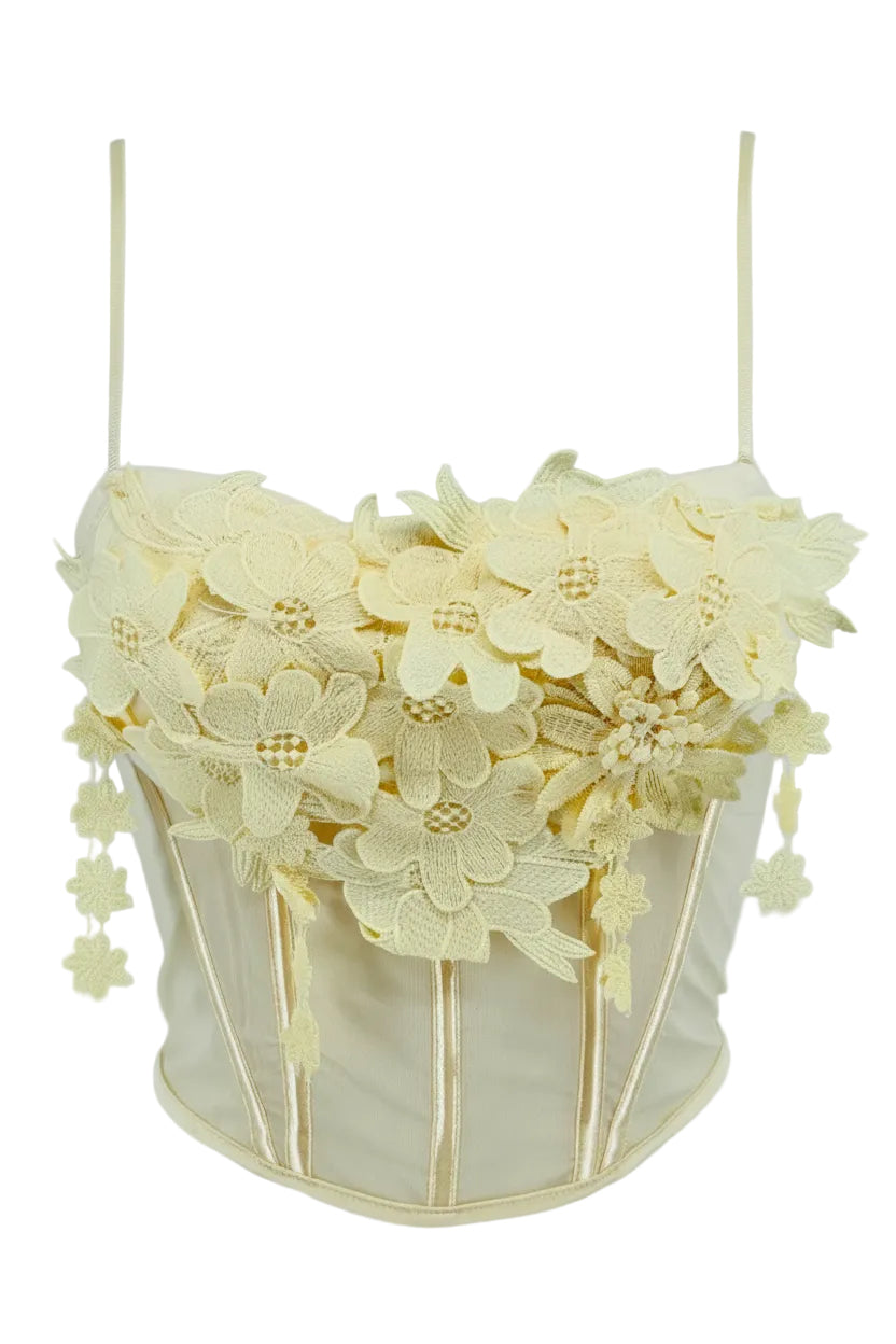 TOP BUSTIER CON BORDADO FLORAL