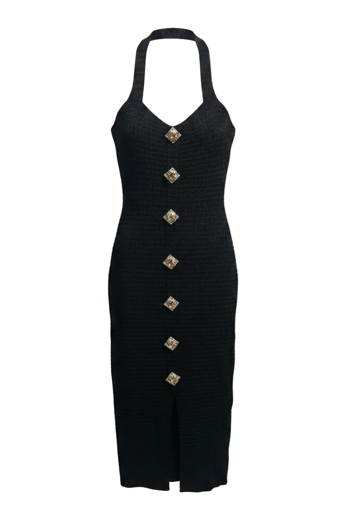 VESTIDO HALTER CON BOTONES JOYA