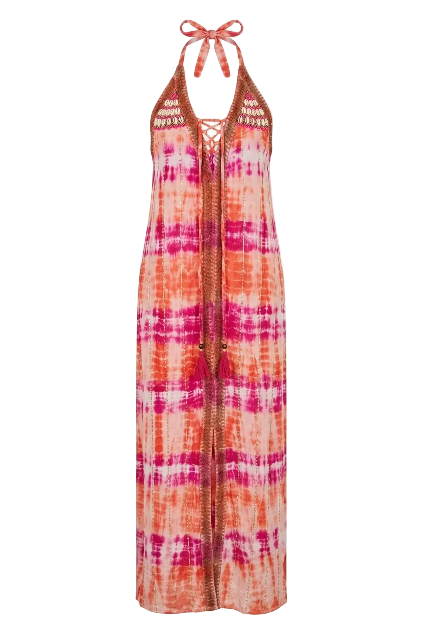 VESTIDO BOHO MIDI BORDADO RAFIA