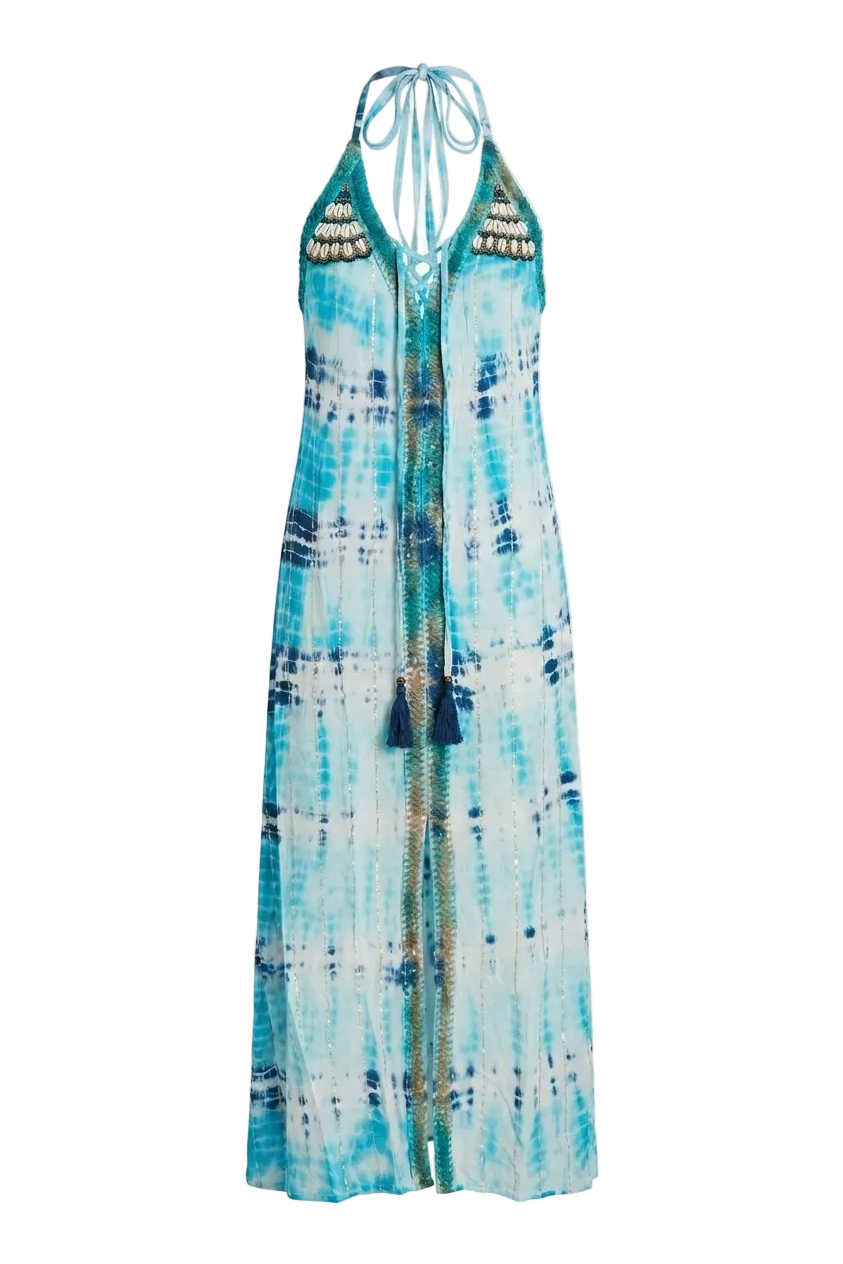 VESTIDO BOHO MIDI BORDADO RAFIA