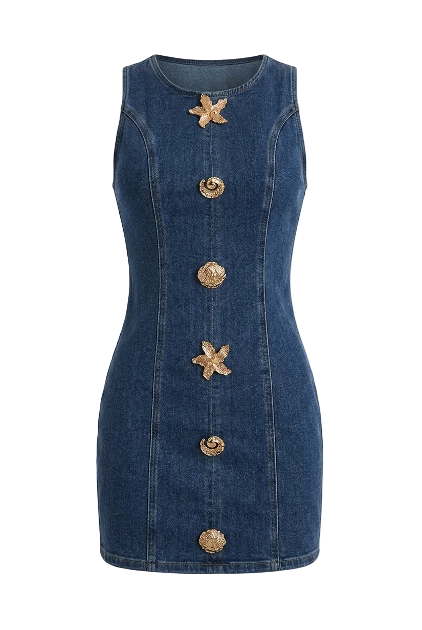 VESTIDO DENIN CON BROCHES MARINOS