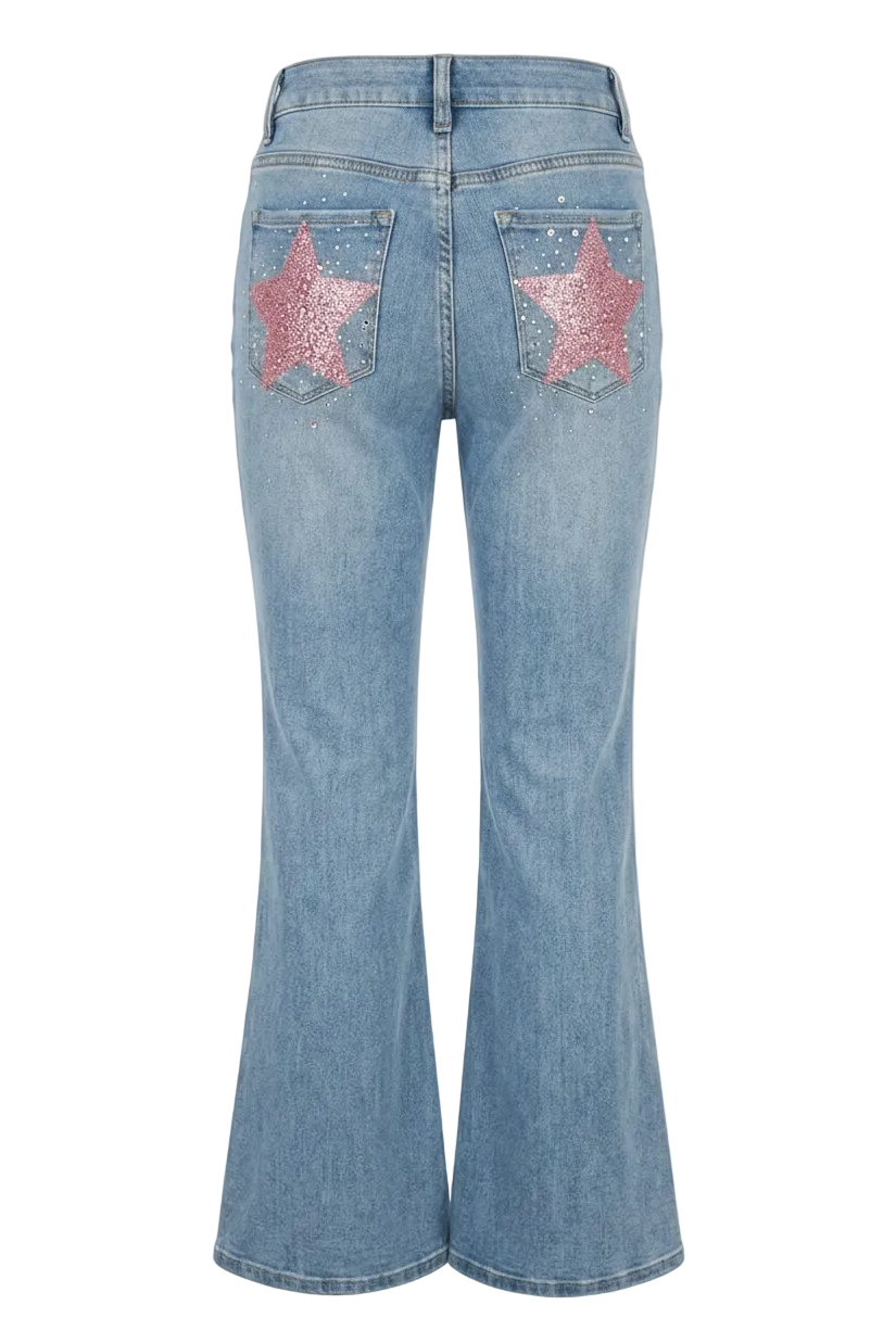 JEANS FLARE PINK STAR
