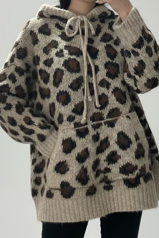 SUDADERA PUNTO ESTAMPADO LEOPARDO