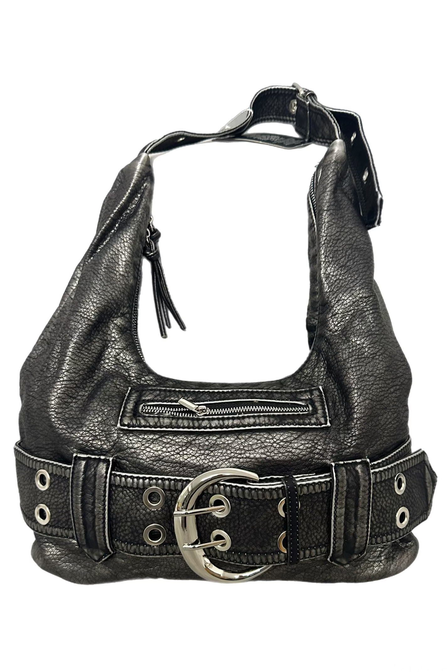 BOLSO HOBO ESTILO BIKER CON HEBILLA