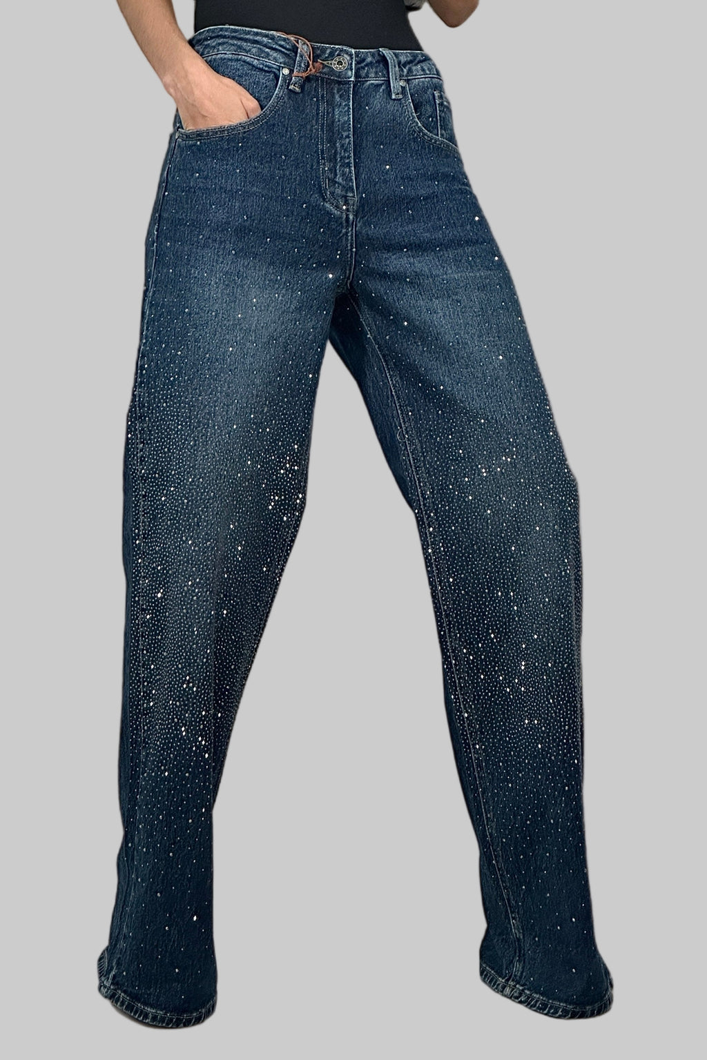 JEANS WIDE LEG SHINE TIRO MEDIO